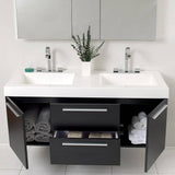 Fresca FVN8013BW Opulento 54" Black Modern Double Sink Bathroom Vanity with Medicine Cabinet