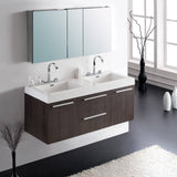 Fresca FVN8013GO Opulento 54" Gray Oak Modern Double Sink Bathroom Vanity with Medicine Cabinet