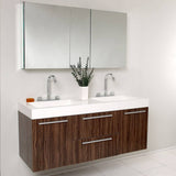 Fresca FVN8013GW Opulento 54" Walnut Modern Double Sink Bathroom Vanity with Medicine Cabinet