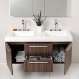 Fresca FVN8013GW Opulento 54" Walnut Modern Double Sink Bathroom Vanity with Medicine Cabinet