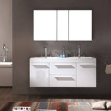 Fresca FVN8013WH Opulento 54" White Modern Double Sink Bathroom Vanity with Medicine Cabinet