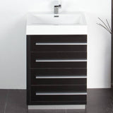 Fresca FVN8024BW Livello 24" Black Modern Bathroom Vanity with Medicine Cabinet