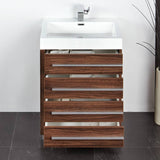 Fresca FVN8024GW Livello 24" Walnut Modern Bathroom Vanity with Medicine Cabinet