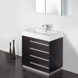 Fresca FVN8030BW Livello 30" Black Modern Bathroom Vanity with Medicine Cabinet