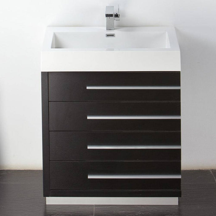 Fresca FVN8030BW Livello 30" Black Modern Bathroom Vanity with Medicine Cabinet