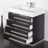 Fresca FVN8030BW Livello 30" Black Modern Bathroom Vanity with Medicine Cabinet