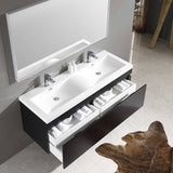 Fresca FVN8040BW Largo 57" Black Modern Bathroom Vanity with Wavy Double Sinks