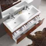Fresca FVN8040TK Largo 57" Teak Modern Bathroom Vanity with Wavy Double Sinks