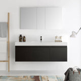 Fresca FVN8041BW Mezzo 60" Black Wall Hung Single Sink Modern Bathroom Vanity with Medicine Cabinet