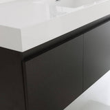 Fresca FVN8041BW Mezzo 60" Black Wall Hung Single Sink Modern Bathroom Vanity with Medicine Cabinet