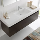 Fresca FVN8041GO Mezzo 60" Gray Oak Wall Hung Single Sink Modern Bathroom Vanity with Medicine Cabinet