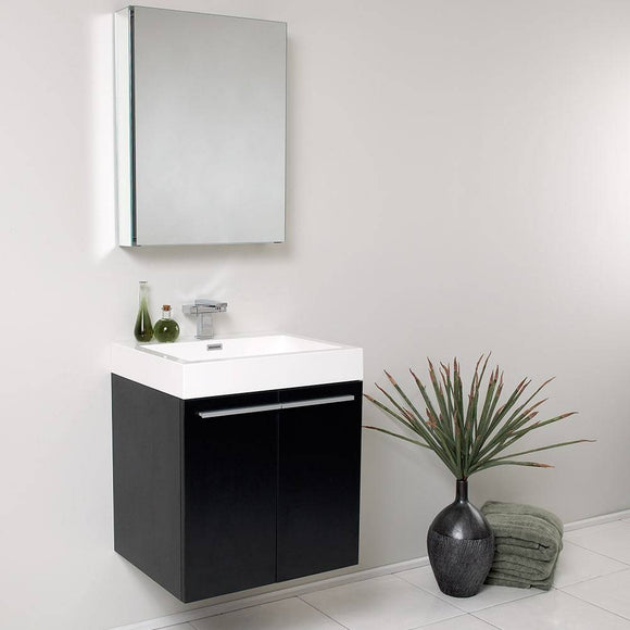 Fresca FVN8058BW Alto 23" Black Modern Bathroom Vanity with Medicine Cabinet