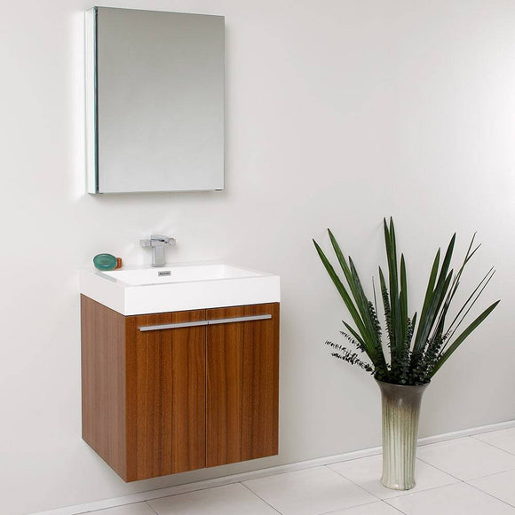 Fresca FVN8058TK Alto 23" Teak Modern Bathroom Vanity with Medicine Cabinet