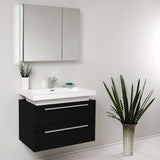 Fresca FVN8080BW Medio 32" Black Modern Bathroom Vanity with Medicine Cabinet