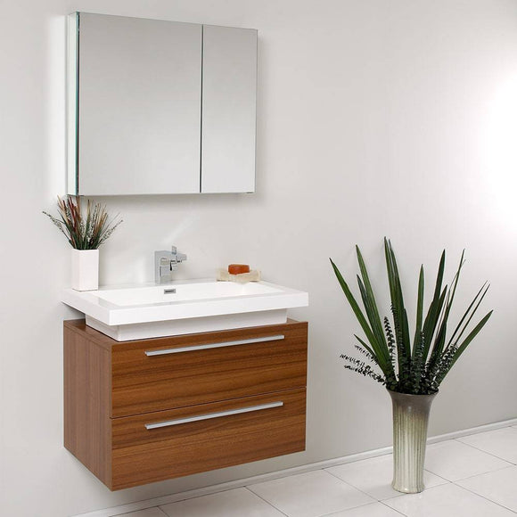 Fresca FVN8080TK Medio 32" Teak Modern Bathroom Vanity with Medicine Cabinet