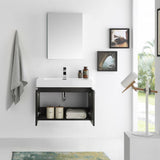 Fresca FVN8089BW Vista 30" Black Wall Hung Modern Bathroom Vanity with Medicine Cabinet