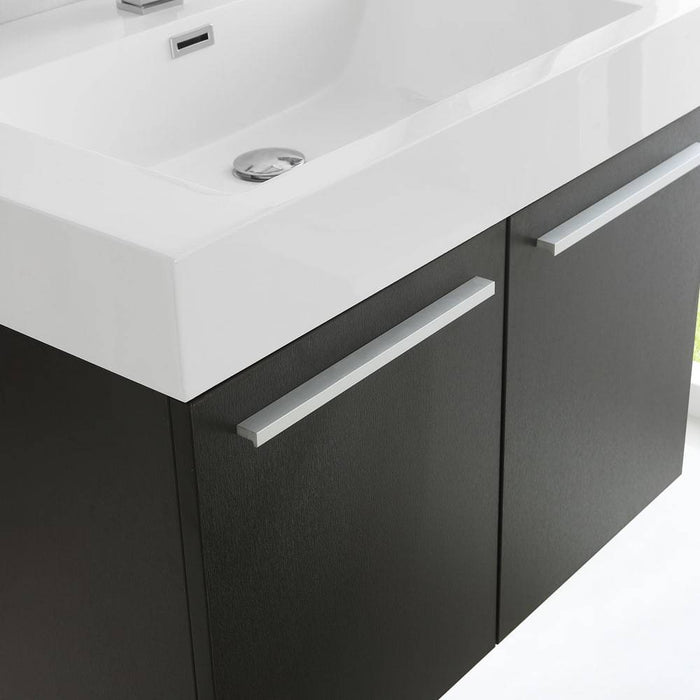 Fresca FVN8089BW Vista 30" Black Wall Hung Modern Bathroom Vanity with Medicine Cabinet