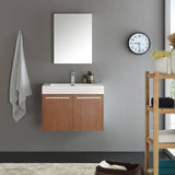 Fresca FVN8089TK Vista 30" Teak Wall Hung Modern Bathroom Vanity with Medicine Cabinet