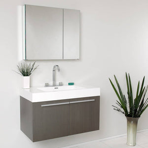 Fresca FVN8090GO Vista 36" Gray Oak Modern Bathroom Vanity with Medicine Cabinet