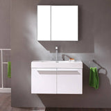 Fresca FVN8090WH Vista 36" White Modern Bathroom Vanity with Medicine Cabinet