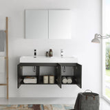 Fresca FVN8092BW-D Vista 48" Black Wall Hung Double Sink Modern Bathroom Vanity with Medicine Cabinet