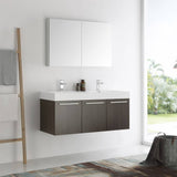 Fresca FVN8092GO-D Vista 48" Gray Oak Wall Hung Double Sink Modern Bathroom Vanity with Medicine Cabinet