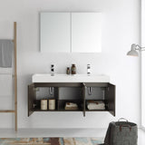 Fresca FVN8092GO-D Vista 48" Gray Oak Wall Hung Double Sink Modern Bathroom Vanity with Medicine Cabinet