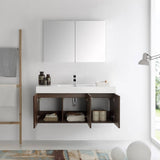 Fresca FVN8092GW Vista 48" Walnut Wall Hung Modern Bathroom Vanity with Medicine Cabinet