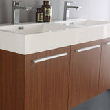 Fresca FVN8092TK-D Vista 48" Teak Wall Hung Double Sink Modern Bathroom Vanity with Medicine Cabinet