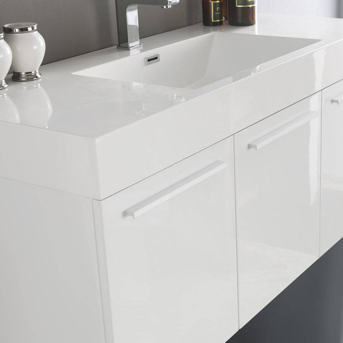 Fresca FVN8092WH Vista 48" White Wall Hung Modern Bathroom Vanity with Medicine Cabinet