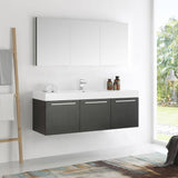 Fresca FVN8093BW Vista 60" Black Wall Hung Single Sink Modern Bathroom Vanity with Medicine Cabinet
