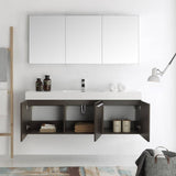 Fresca FVN8093GO Vista 60" Gray Oak Wall Hung Single Sink Modern Bathroom Vanity with Medicine Cabinet