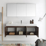 Fresca FVN8093GW Vista 60" Walnut Wall Hung Single Sink Modern Bathroom Vanity with Medicine Cabinet