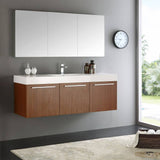 Fresca FVN8093TK Vista 60" Teak Wall Hung Single Sink Modern Bathroom Vanity with Medicine Cabinet