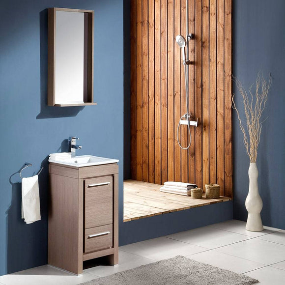 Fresca FVN8118GO Allier 16" Gray Oak Modern Bathroom Vanity with Mirror