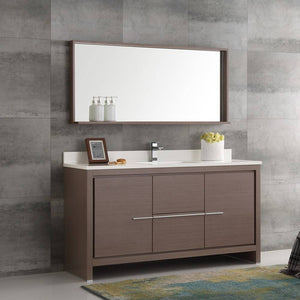 Fresca FVN8119GO-S Allier 60" Gray Oak Modern Single Sink Bathroom Vanity with Mirror