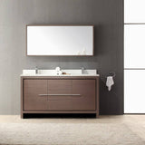 Fresca FVN8119GO Allier 60" Gray Oak Modern Double Sink Bathroom Vanity with Mirror