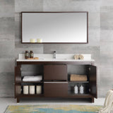 Fresca FVN8119WG-S Allier 60" Wenge Brown Modern Single Sink Bathroom Vanity with Mirror