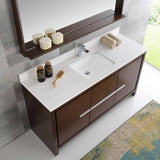 Fresca FVN8119WG-S Allier 60" Wenge Brown Modern Single Sink Bathroom Vanity with Mirror