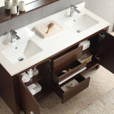 Fresca FVN8119WG Allier 60" Wenge Brown Modern Double Sink Bathroom Vanity with Mirror