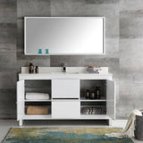 Fresca FVN8119WH-S Allier 60" White Modern Single Sink Bathroom Vanity with Mirror