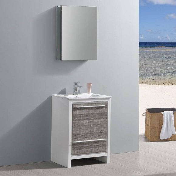 Fresca FVN8125HA Allier Rio 24" Ash Gray Modern Bathroom Vanity with Medicine Cabinet