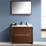 Fresca FVN8140WG Allier 40" Wenge Brown Modern Bathroom Vanity with Mirror