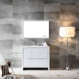 Fresca FVN8140WH Allier 40" White Modern Bathroom Vanity with Mirror