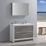 Fresca FVN8148HA-D Allier Rio 48" Ash Gray Double Sink Modern Bathroom Vanity with Medicine Cabinet