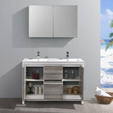 Fresca FVN8148HA-D Allier Rio 48" Ash Gray Double Sink Modern Bathroom Vanity with Medicine Cabinet