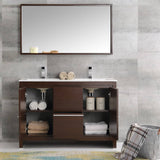 Fresca FVN8148WG-D Allier 48" Wenge Brown Modern Double Sink Bathroom Vanity with Mirror