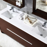 Fresca FVN8172WG Allier 72" Wenge Brown Modern Double Sink Bathroom Vanity with Mirror