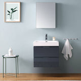 Fresca FVN8324GG Valencia 24" Dark Slate Gray Wall Hung Modern Bathroom Vanity with Medicine Cabinet