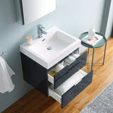 Fresca FVN8324GG Valencia 24" Dark Slate Gray Wall Hung Modern Bathroom Vanity with Medicine Cabinet